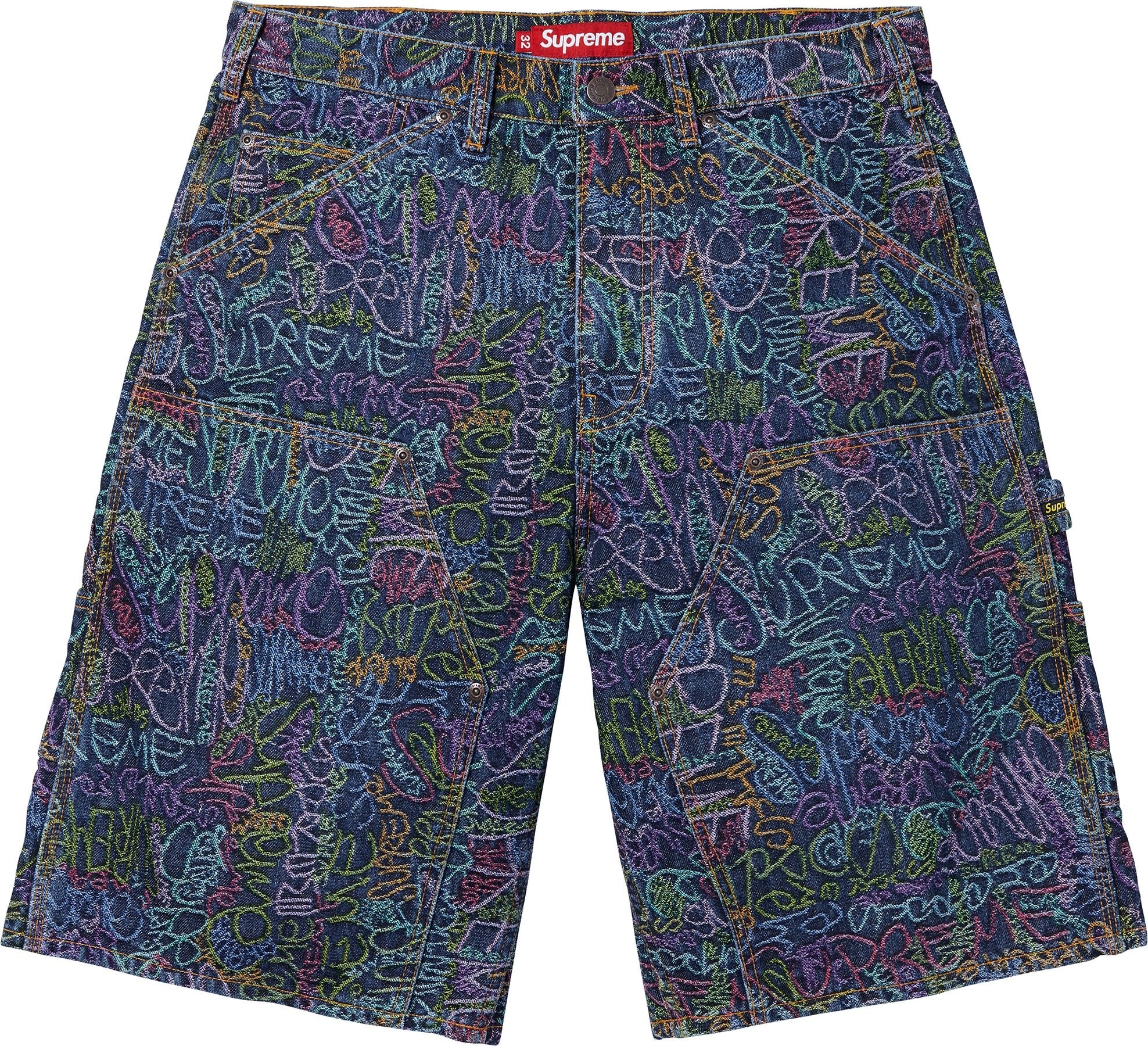 Handwriting Double Knee Denim Short view 2